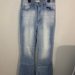 Blue Distressed Flair Jeans